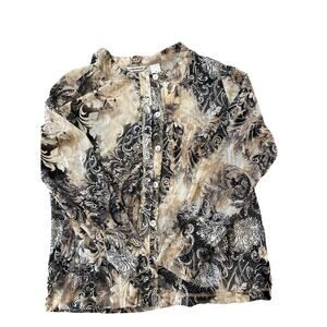 NWT Laura Ashley Sheer Paisley Blouse Bone And Black